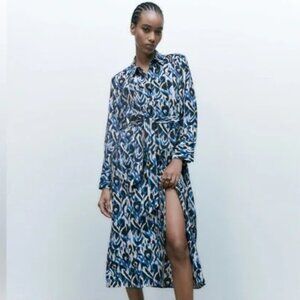 Zara Button down midi shirt dress
